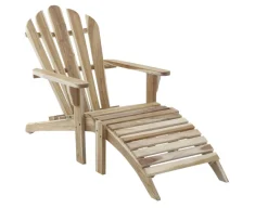 Havemøbelland Adirondackstol m/skammel - Teak