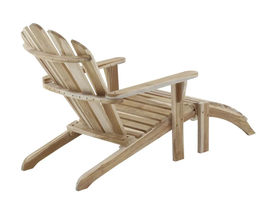 Havemøbelland Adirondackstol m/skammel - Teak