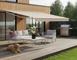 Havemøbelland Ask Manuel Markise - Semikassette - 4,8 x 3 m - Hvid/Beige