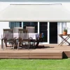 Havemøbelland Bøg Markise - m/motor & LED-lys - 3,5 x 3 m - Hvid/Beige