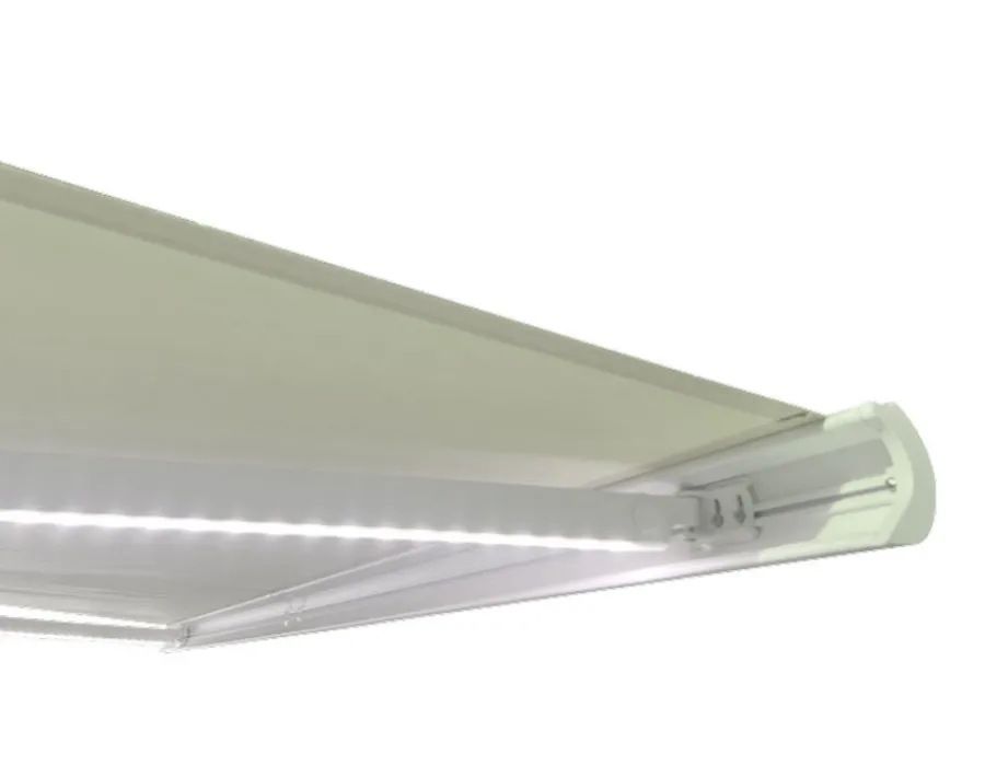 Havemøbelland Bøg Markise - m/motor & LED-lys - 3,5 x 3 m - Hvid/Beige