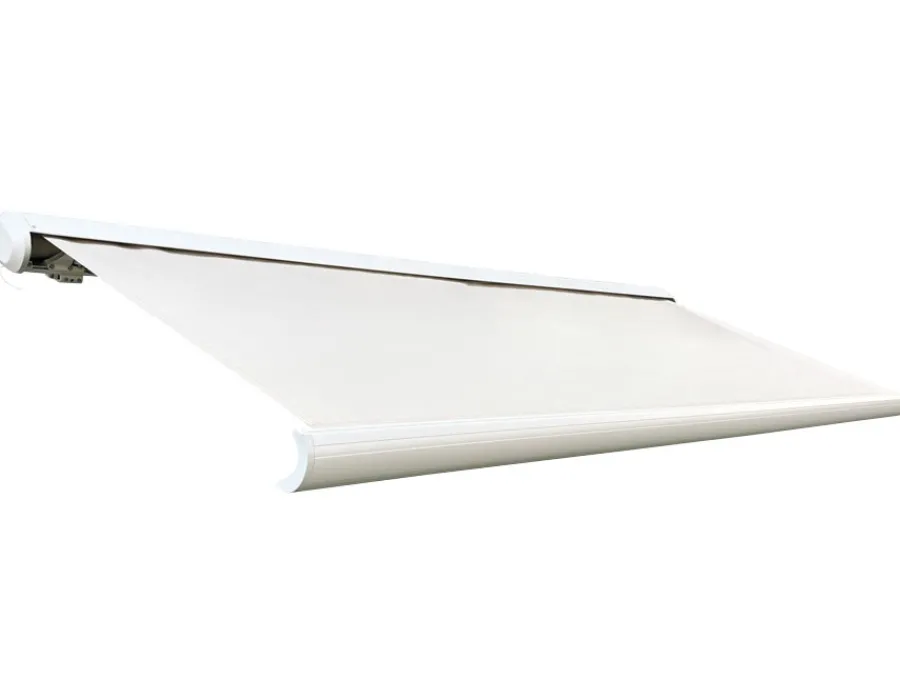 Havemøbelland Bøg Markise - m/motor & LED-lys - 3,5 x 3 m - Hvid/Beige