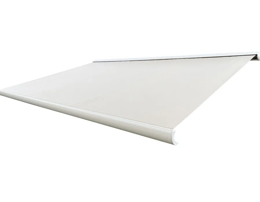 Havemøbelland Bøg Markise - m/motor & LED-lys - 4,8 x 3 m - Hvid/Beige