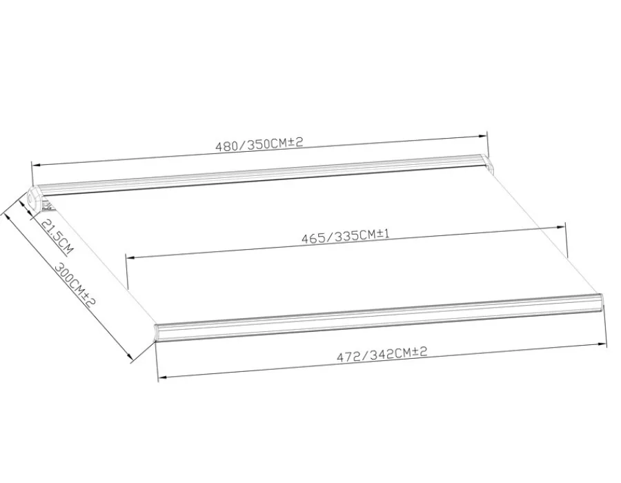 Havemøbelland Bøg Markise - m/motor & LED-lys - 4,8 x 3 m - Hvid/Beige