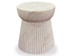 Havemøbelland Bolette Sidebord m/riller - Ø37 x 43 cm - Natur