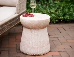 Havemøbelland Bolette Sidebord m/riller - Ø37 x 43 cm - Natur
