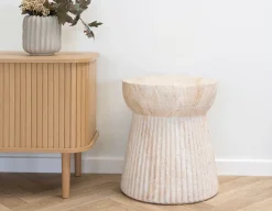 Havemøbelland Bolette Sidebord m/riller - Ø37 x 43 cm - Natur