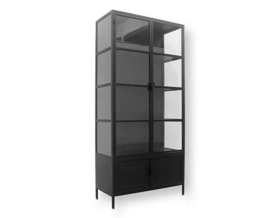 Havemøbelland Brande Vitrineskab i Metal - 92x40x201,5 cm - Sort