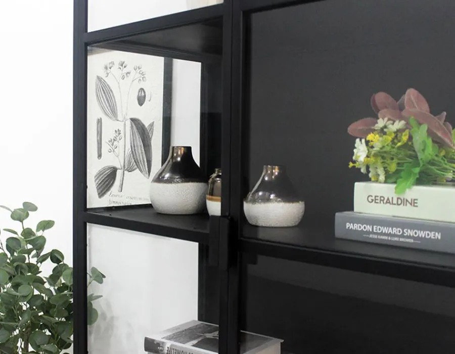 Havemøbelland Brande Vitrineskab i Metal - 92x40x201,5 cm - Sort