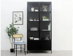 Havemøbelland Brande Vitrineskab i Metal - 92x40x201,5 cm - Sort