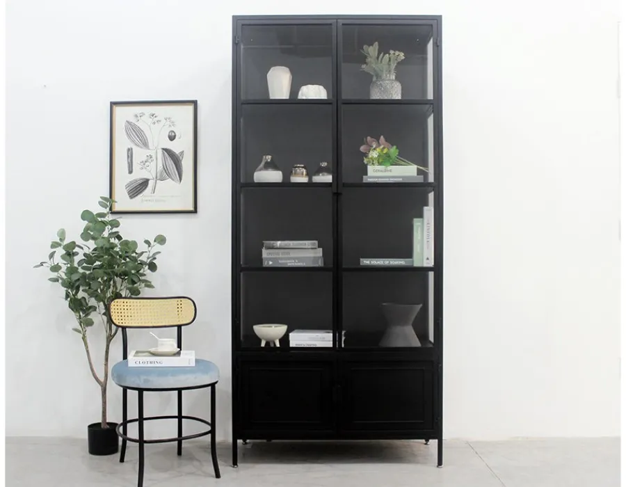 Havemøbelland Brande Vitrineskab i Metal - 92x40x201,5 cm - Sort