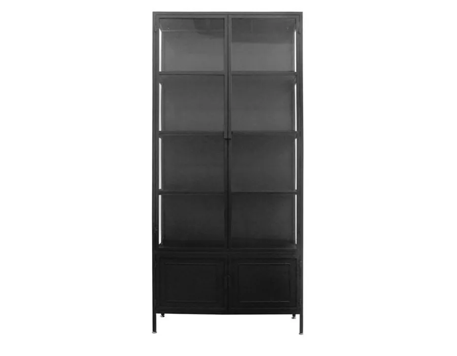 Havemøbelland Brande Vitrineskab i Metal - 92x40x201,5 cm - Sort