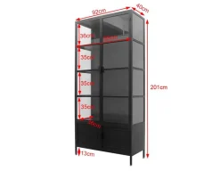 Havemøbelland Brande Vitrineskab i Metal - 92x40x201,5 cm - Sort