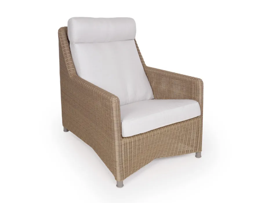 Havemøbelland Cane-line Diamond Highback Stol m/hynde - Light Natural/White