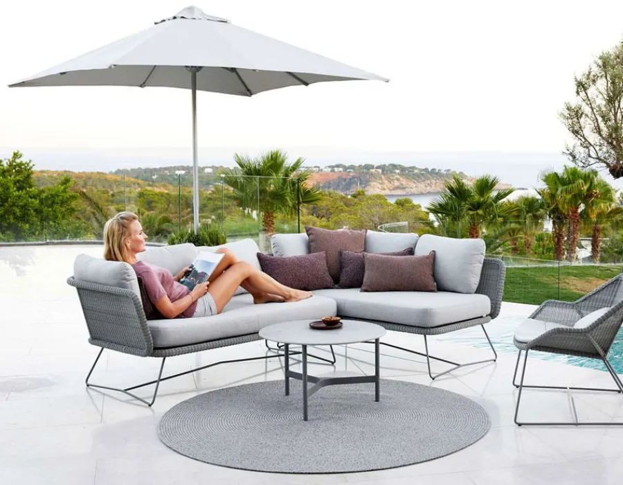 Havemøbelland Cane-line Major parasol m/slide system, 3x3 meter, Light Grey