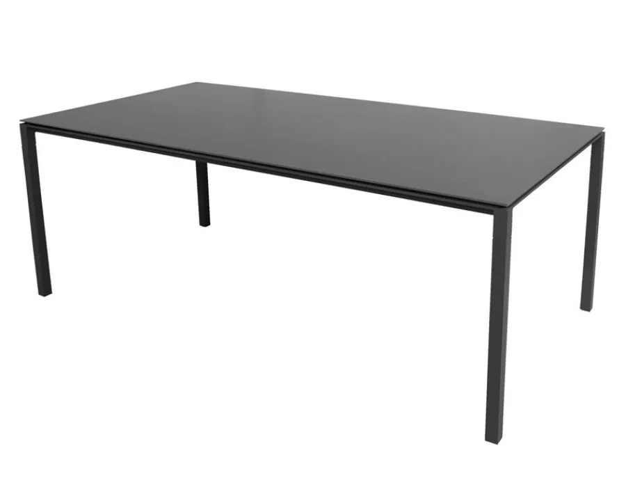 Havemøbelland Cane-line Pure Havebord 100x200 cm - Lavagrå m/sort bordplade