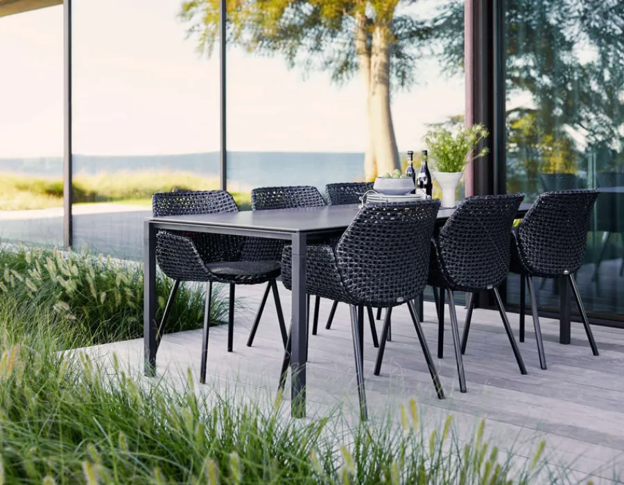 Havemøbelland Cane-line Pure Havebord 100x200 cm - Lavagrå m/sort bordplade