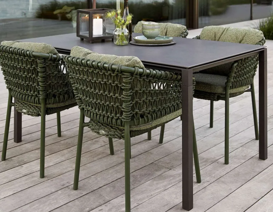 Havemøbelland Cane-line Pure Havebord 90x150 cm - Lavagrå m/sort bordplade