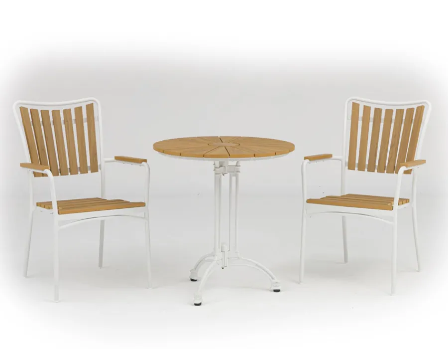 Havemøbelland DaneLine Adam Cafésæt - Nonwood - Ø70 cm - Hvid