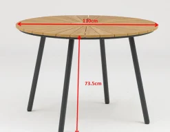 Havemøbelland DaneLine Adam Havebord - Nonwood - Ø110 cm - Grå