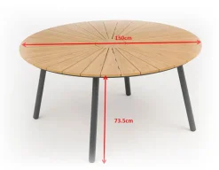 Havemøbelland DaneLine Adam Havebord - Nonwood - Ø150 cm - Grå