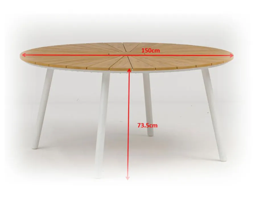 Havemøbelland DaneLine Adam Havebord - Nonwood - Ø150 cm - Hvid