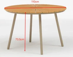 Havemøbelland DaneLine Adam Havebord - Nonwood - Ø110 cm - Latte