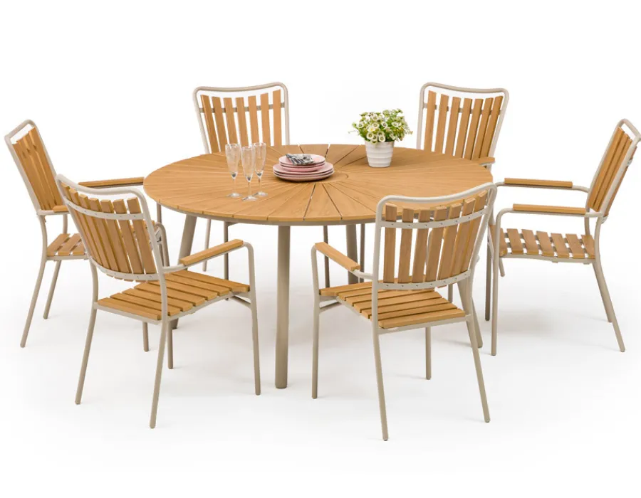 Havemøbelland DaneLine Adam Havebord - Nonwood - Ø150 cm - Latte