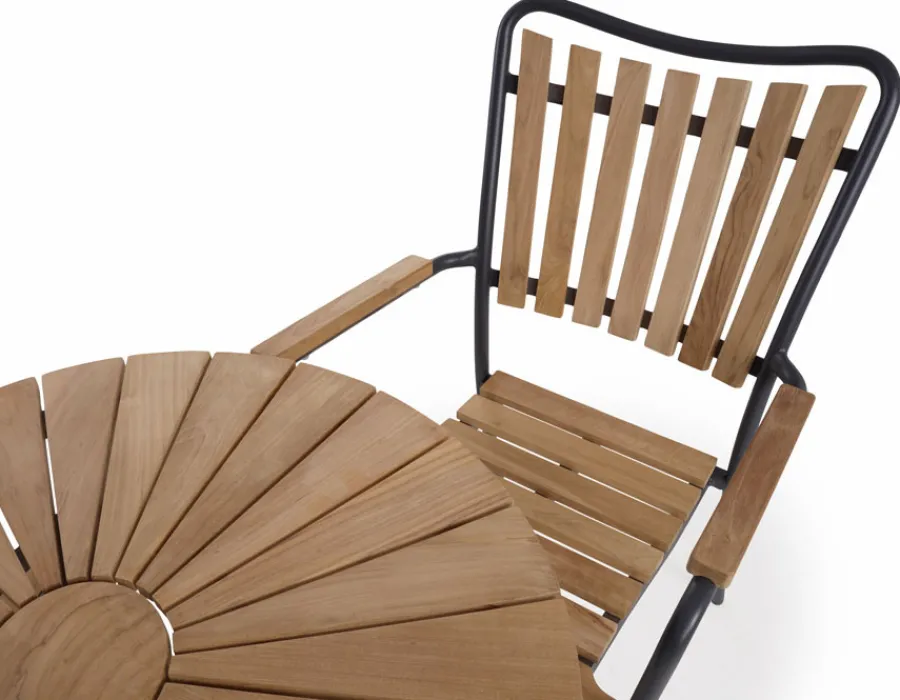 Havemøbelland DaneLine Eva Teak Cafésæt - Ø70 cm - Grå