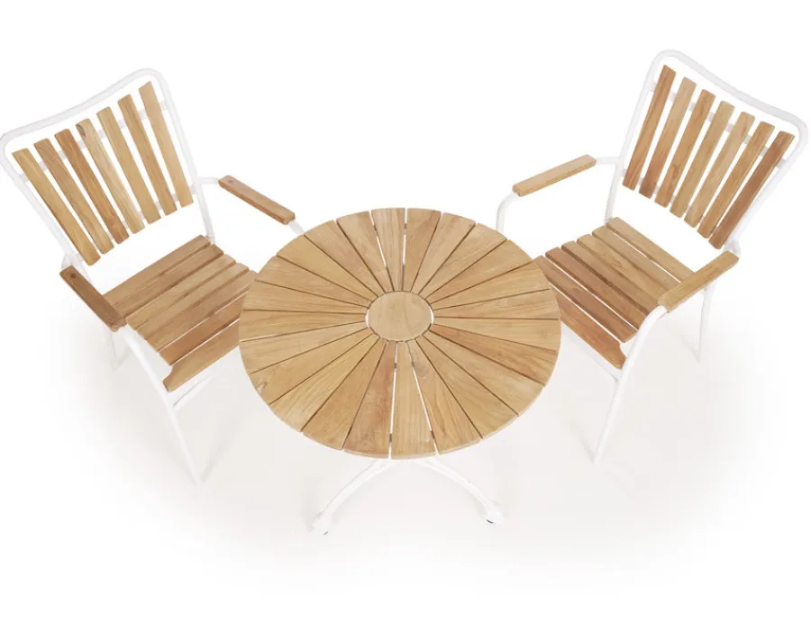 Havemøbelland DaneLine Eva Teak Cafésæt - Ø70 cm - Hvid