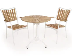 Havemøbelland DaneLine Eva Teak Cafésæt - Ø70 cm - Hvid