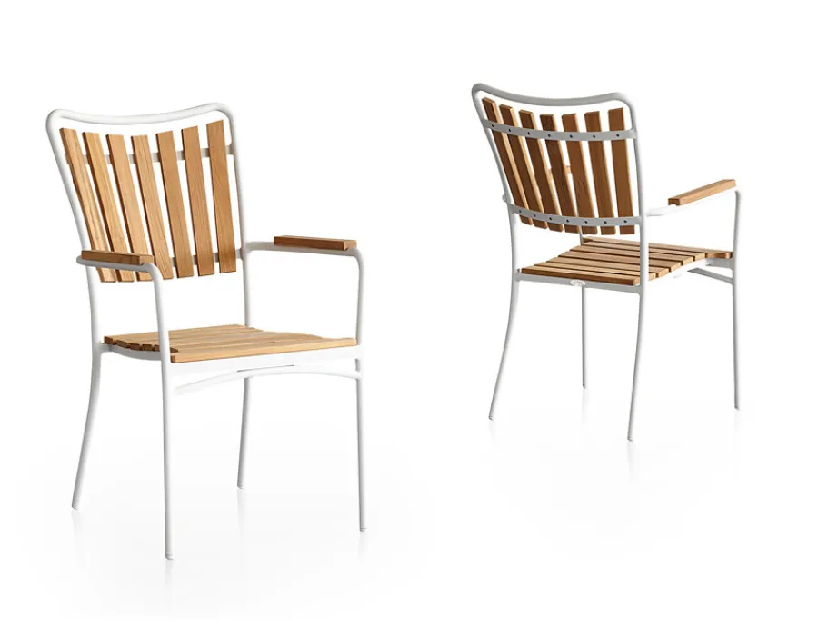 Havemøbelland DaneLine Eva Teak Cafésæt - Ø70 cm - Hvid