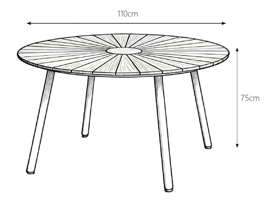 Havemøbelland DaneLine Eva Teak Havebord - Ø110 cm - Latte