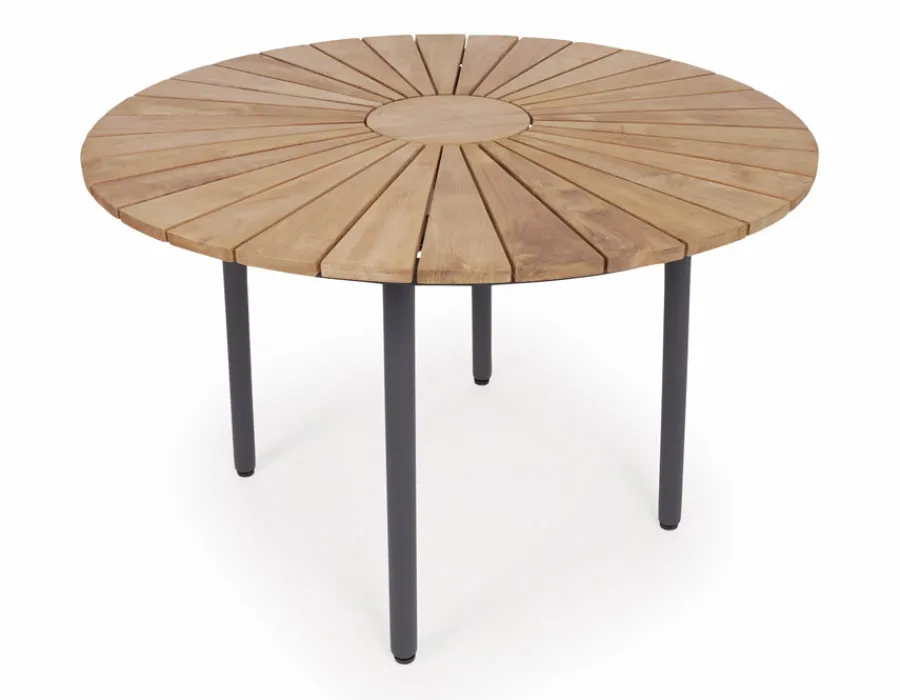 Havemøbelland DaneLine Eva Teak Havebord - Ø110 cm - Grå