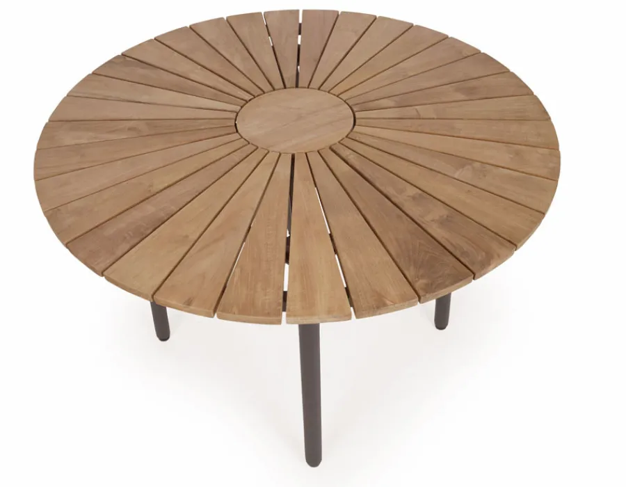 Havemøbelland DaneLine Eva Teak Havebord - Ø110 cm - Grå