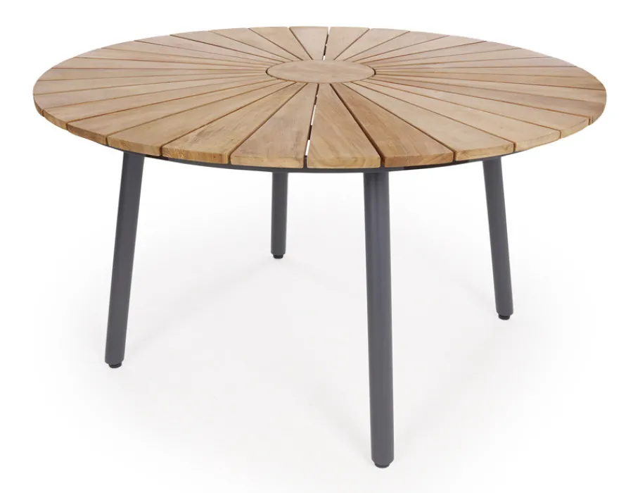 Havemøbelland DaneLine Eva Teak Havebord - Ø130 cm - Grå