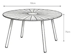 Havemøbelland DaneLine Eva Teak Havebord - Ø150 cm - Latte
