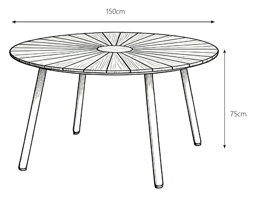 Havemøbelland DaneLine Eva Teak Havebord - Ø150 cm - Latte