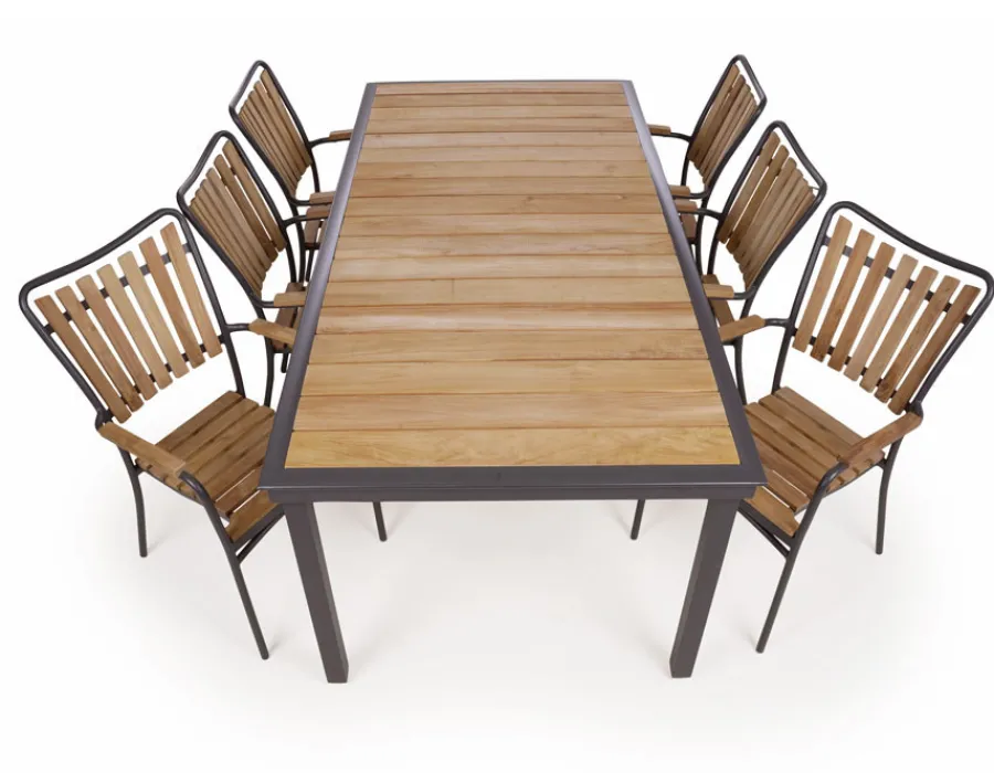Havemøbelland DaneLine Eva Teak Havemøbelsæt - 102x219 cm - Grå