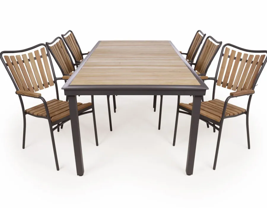Havemøbelland DaneLine Eva Teak Havemøbelsæt - 102x219 cm - Grå