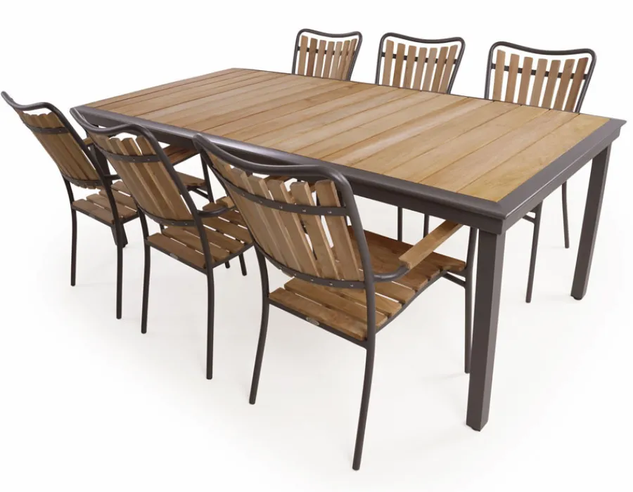 Havemøbelland DaneLine Eva Teak Havemøbelsæt - 102x219 cm - Grå