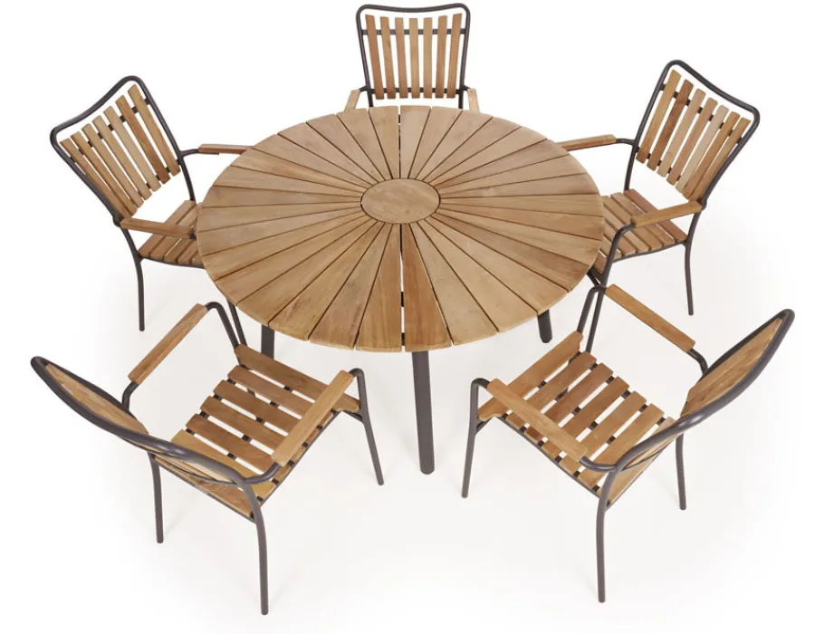 Havemøbelland DaneLine Eva Teak Havemøbelsæt - Ø130 cm - Grå