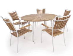Havemøbelland DaneLine Eva Teak Havemøbelsæt - Ø130 cm - Hvid
