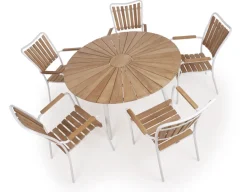 Havemøbelland DaneLine Eva Teak Havemøbelsæt - Ø130 cm - Hvid