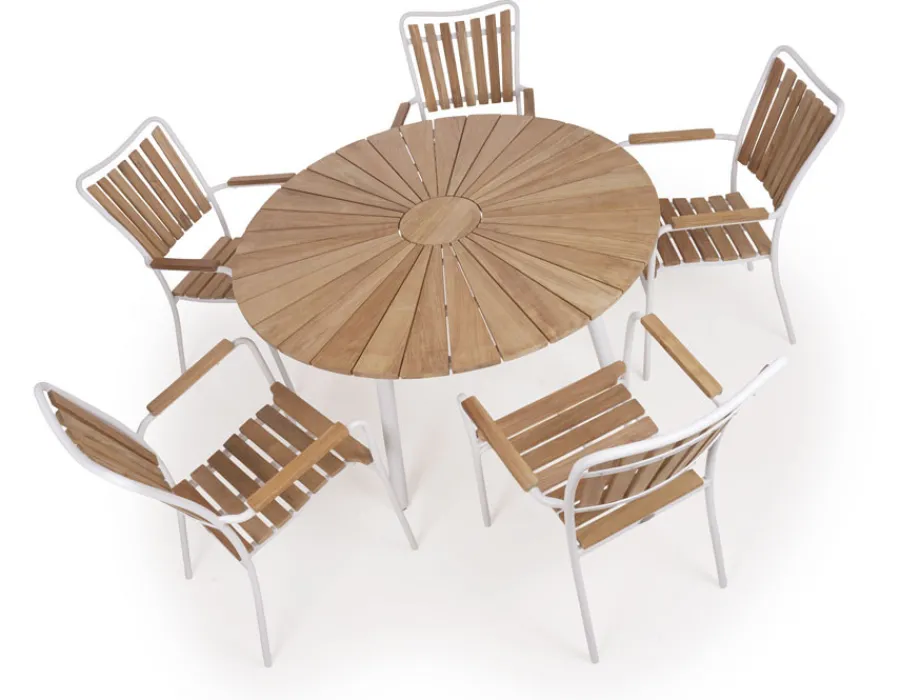 Havemøbelland DaneLine Eva Teak Havemøbelsæt - Ø130 cm - Hvid