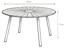 Havemøbelland DaneLine Eva Teak Havemøbelsæt - Ø130 cm - Latte