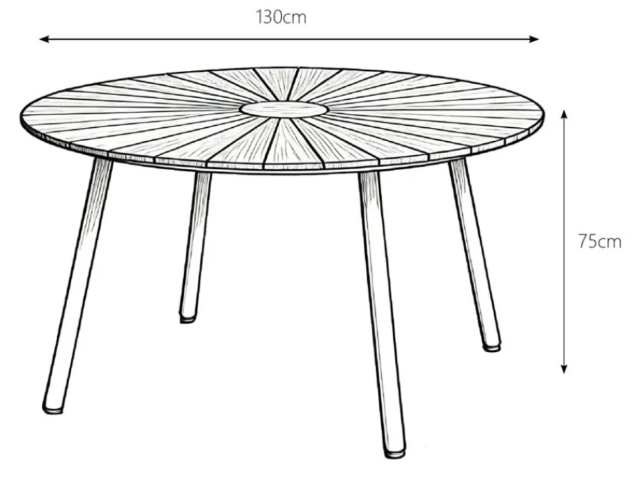 Havemøbelland DaneLine Eva Teak Havemøbelsæt - Ø130 cm - Latte