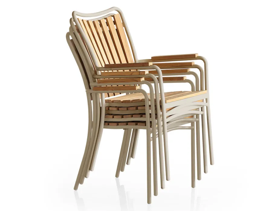 Havemøbelland DaneLine Eva Teak Havemøbelsæt m/4 stole - 90x160 cm - Latte
