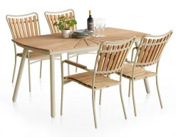Havemøbelland DaneLine Eva Teak Havemøbelsæt m/4 stole - 90x160 cm - Latte