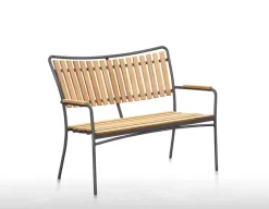 Havemøbelland DaneLine Eva Teak Havemøbelsæt m/bænk+2 stole - 90x160 cm - Grå